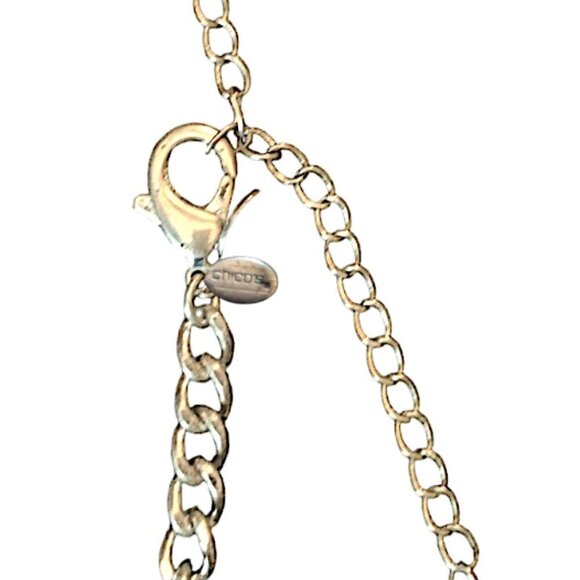 Filigree Crescent Moon and Circle Silver Tassel Necklace Boho Statement - Picture 5 of 5